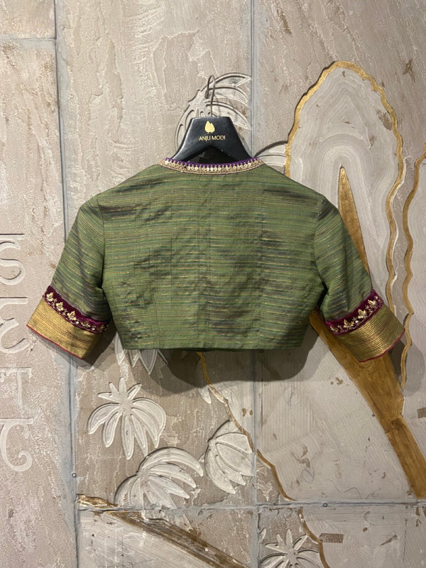 Olive embroidered blouse (BLS-62)