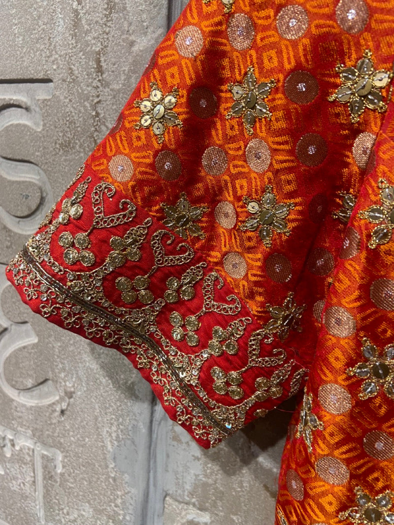 Tangerine brocade embroidered blouse (BRM-25/BLS)