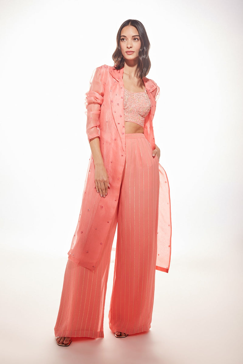 June Trench Jacket Set-Peach
