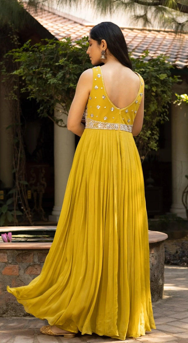 corn yellow mirror embroidered jumpsuit