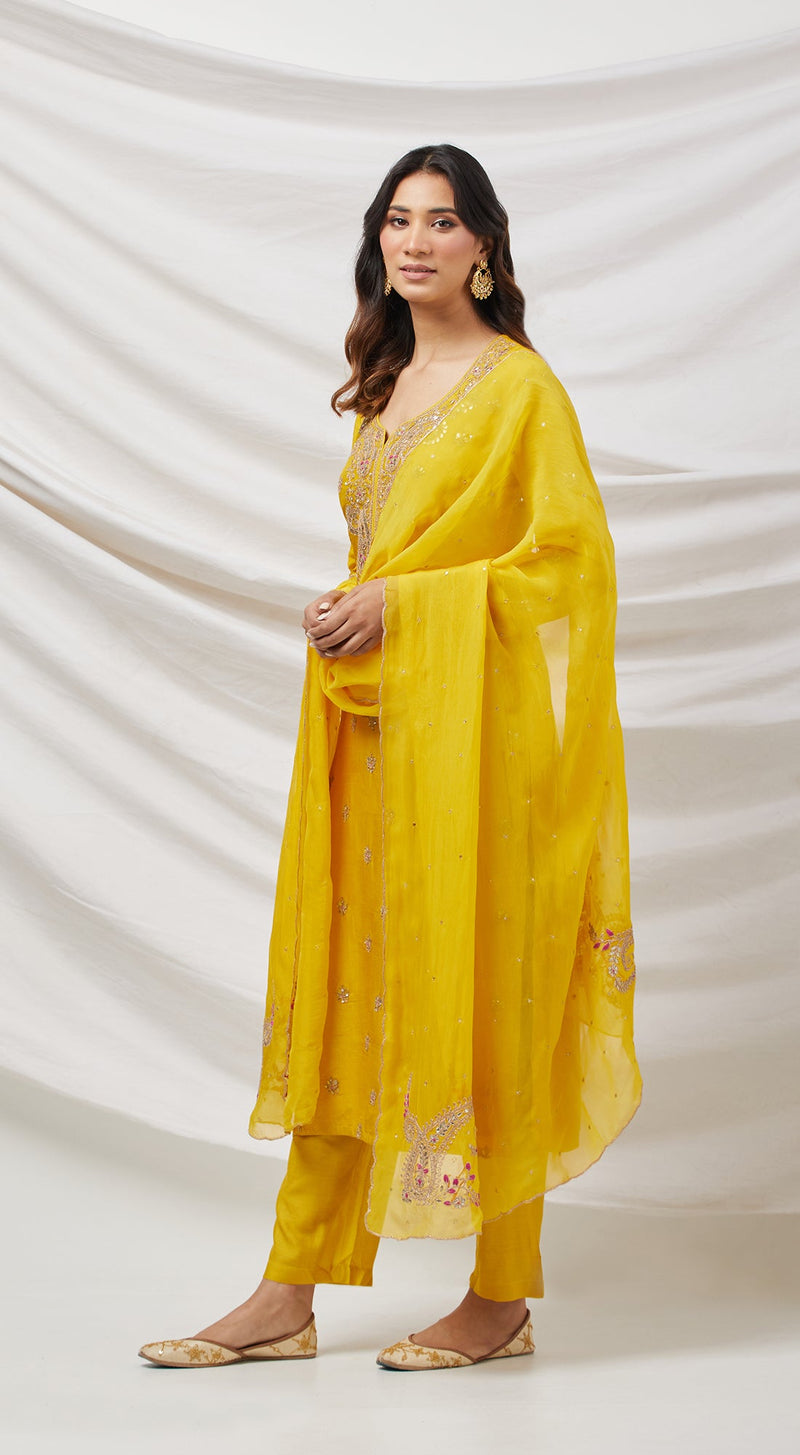 Yellow Suit Set With Dupatta