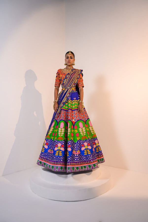 Our Kali Highlighted Veronica Lehenga With Hand Embroidered Blouse Paired With Hand Embroidere Scallop Dupatta