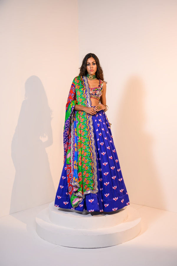 Our Indica Lehenga With A Hand Embroidered Corset Paired With Veronica Dupatta