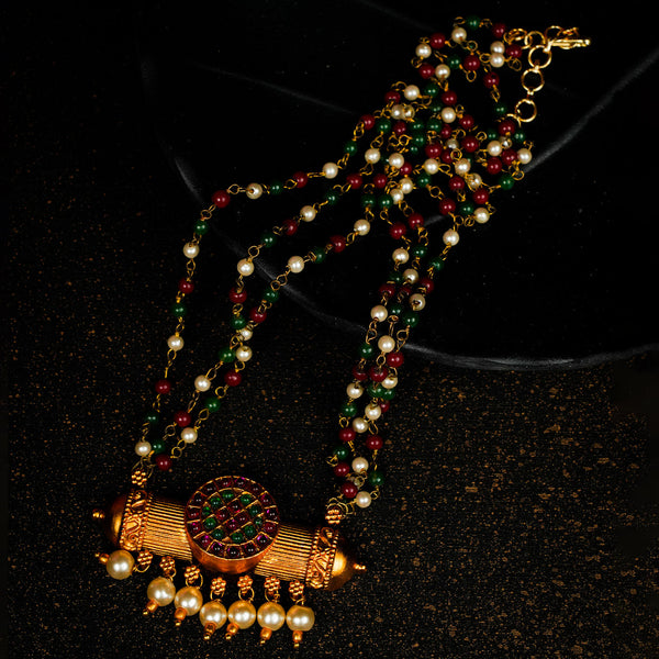 Multi Colored Jadau Long Necklace Set