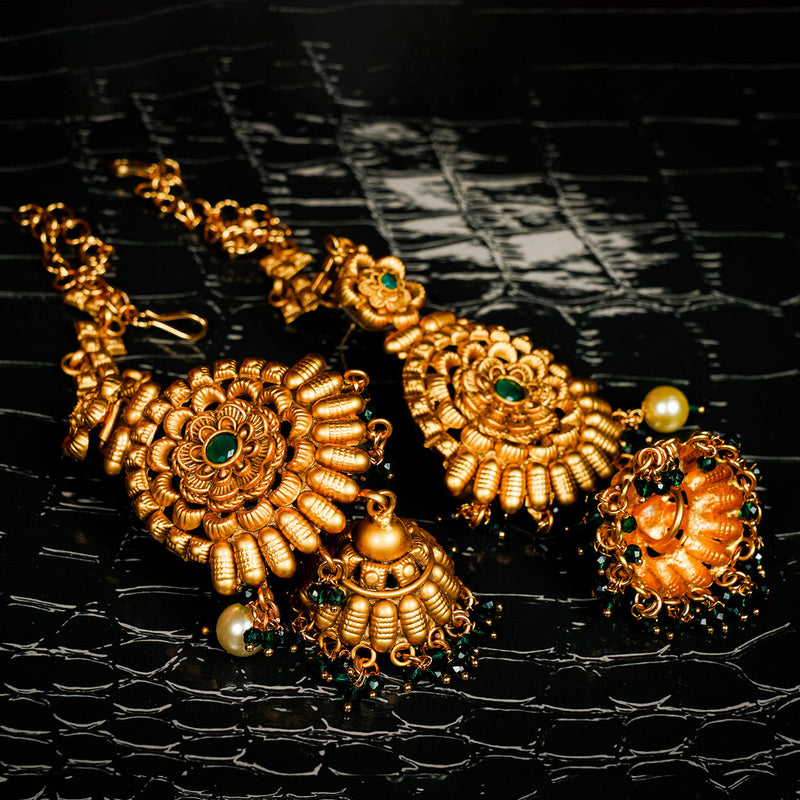 Golden & Green Jadau Necklace Set