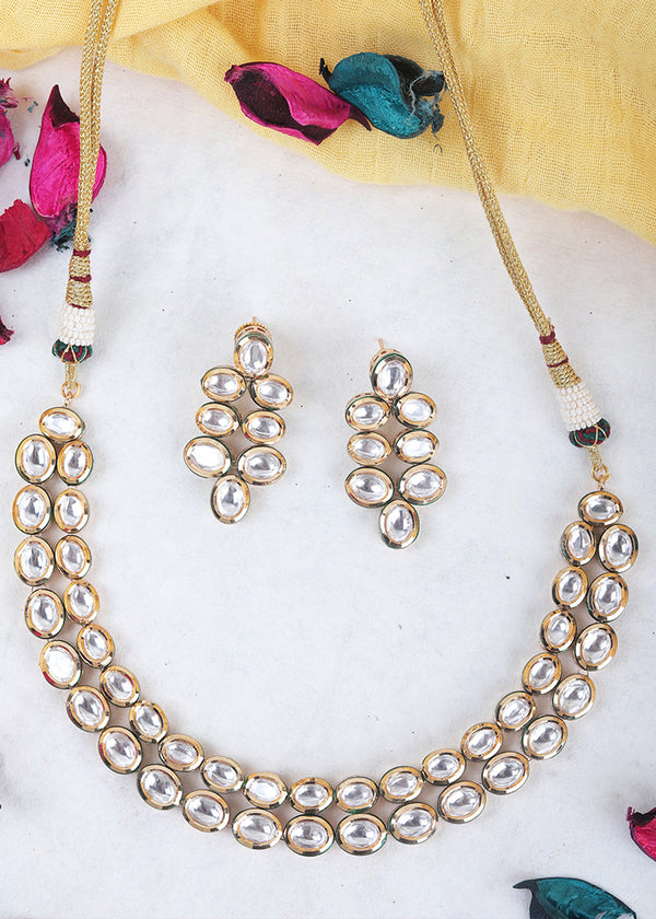 Shades Of White Kundan Necklace Set