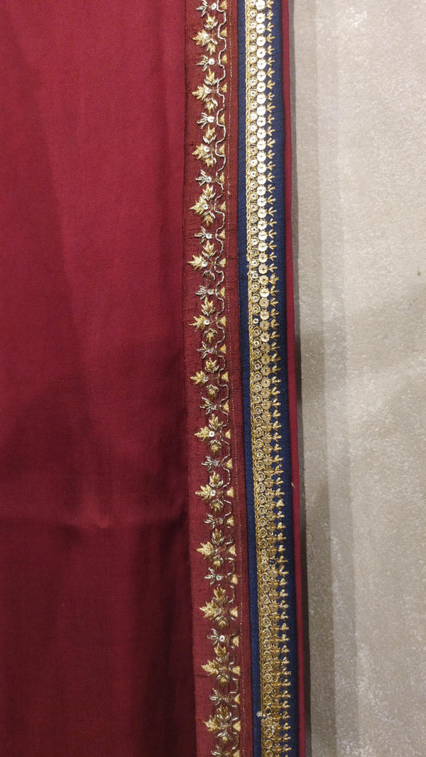 Maroon silk embroidered dupatta (SK-35/DUP)